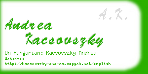 andrea kacsovszky business card